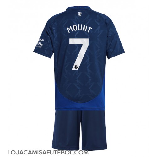 Camisa de Futebol Manchester United Mason Mount #7 Equipamento Secundário Infantil 2024-25 Manga Curta (+ Calças curtas)